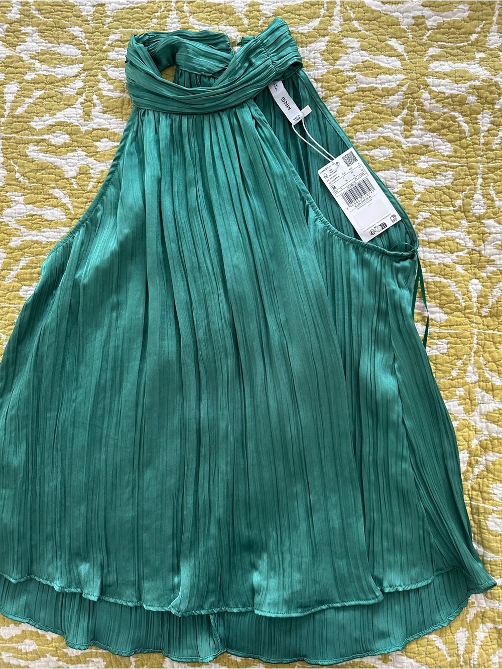 Mango Green Pleated Blouse